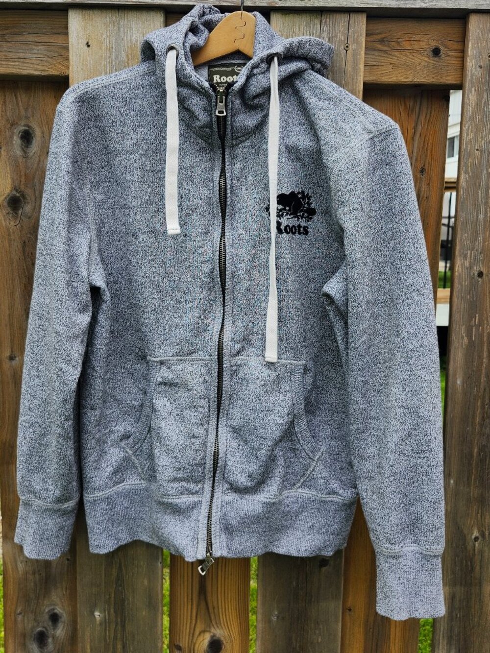 ROOTS Canada Heathered Grey Sweatshirt Women's Size Small Full Zip Hooded